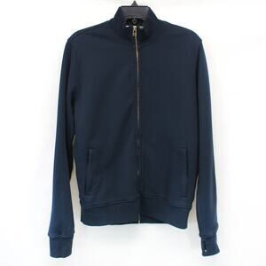 Hyden Yoo Navy Chunky Knit Sweter Cardigan Jacket Full Zip Cozy 100% Wool Small